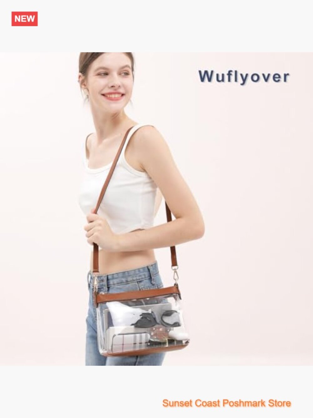 Clear Crossbody Bag Stadium Approved Clear Purse PVC - Picture 6 of 7
